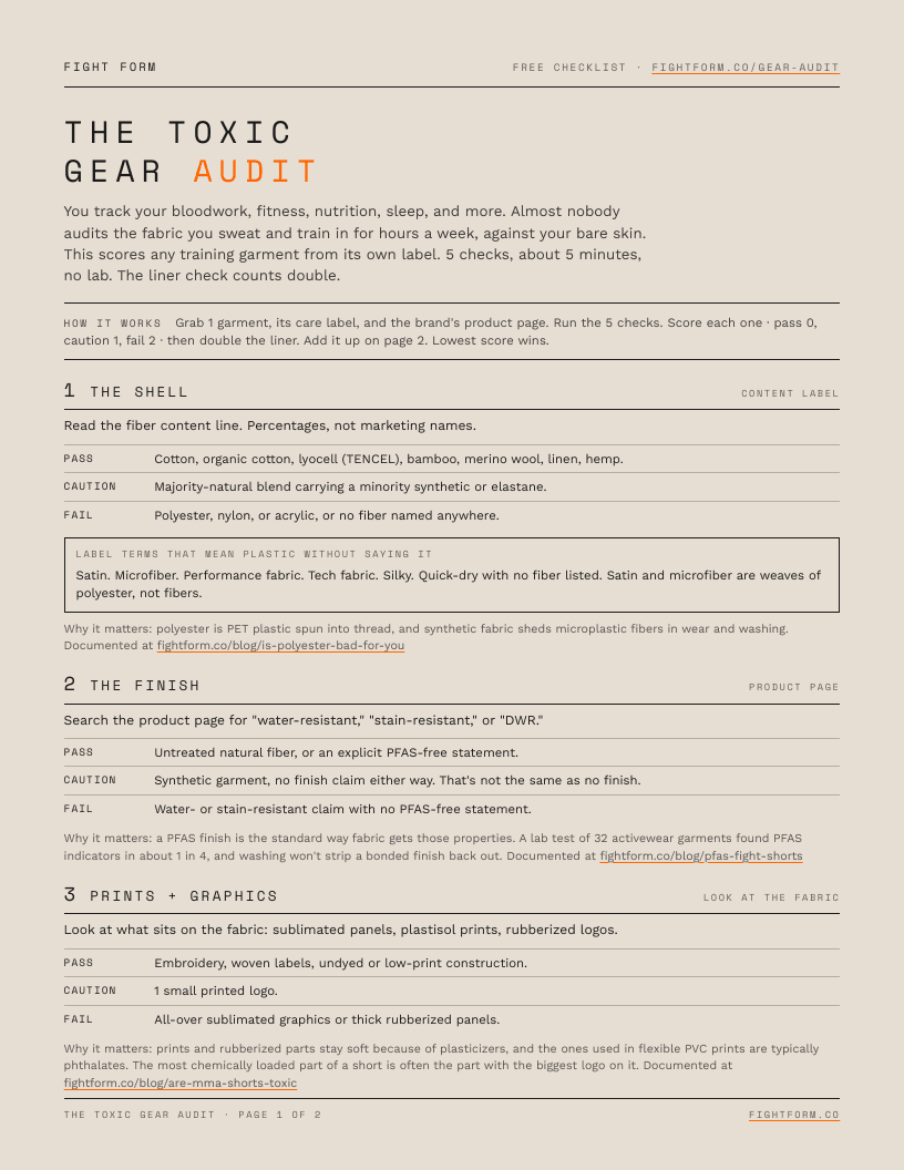 Page 1 of The Toxic Gear Audit — 5-Minute Checklist.